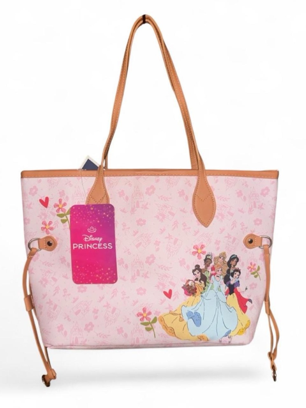Disney Princess Pink Tote Bag with Brown Handles